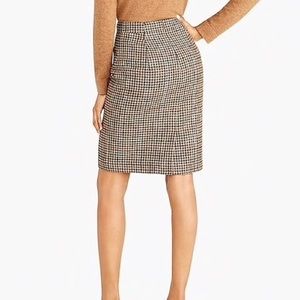 J. Crew Factory Pencil Skirt Wool Blend Houndstooth Brown Check Women’s 8